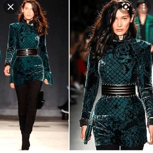 Balmain for H & M green velvet mini dress (limited edition)